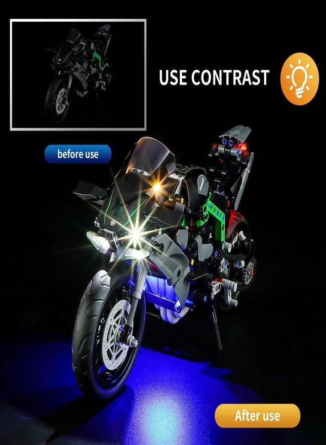 Vaodest مصباح LED من Vaodest لمجموعة Lego 42170 Technic Kawasaki Ninja H2R Motorcycle، تصميم وتكوين متوافق مع الموديل 42170 (مصباح LED فقط، وليس مجموعة مكعبات البناء). - Image 2